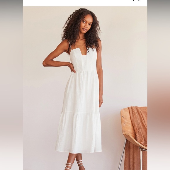 Lulus Simplicity and Sweetness White Sleeveless Tiered Midi Dress - Picture 2 of 5